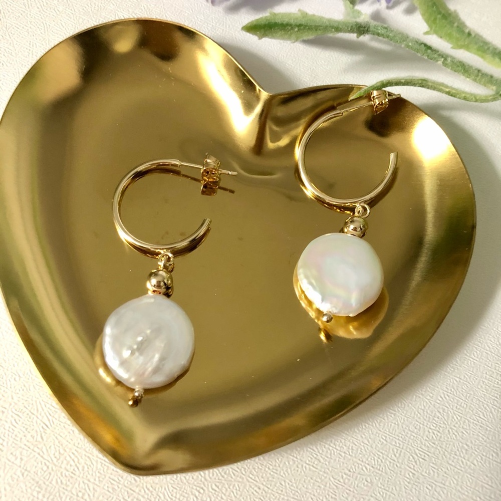 14K Gold Plated Baroque Pearls Earrings